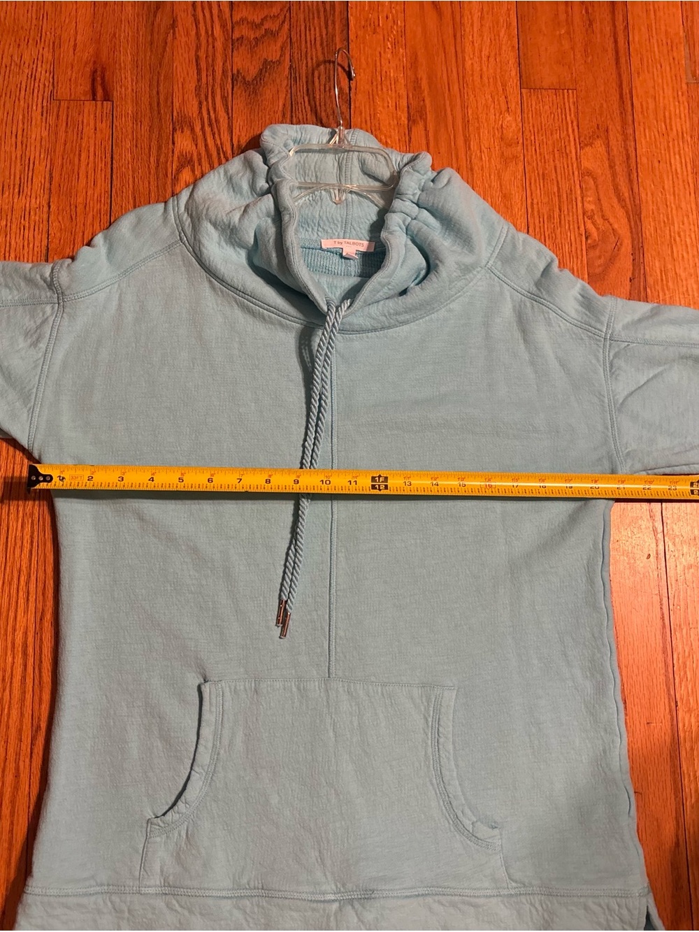 Talbots Light Aqua Short-Sleeve Cowl Neck Pullover Sweater - Picture 6 of 9